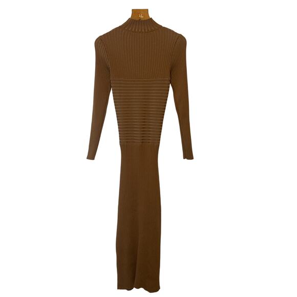 Amur Guadalupe Brown Ribbed Knit Cutout Midi Dress Size M - Picture 5 of 11